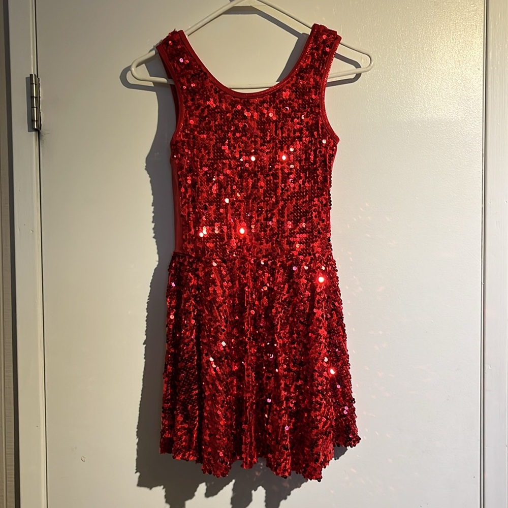 Red Sequin Sleeveless jazz costume